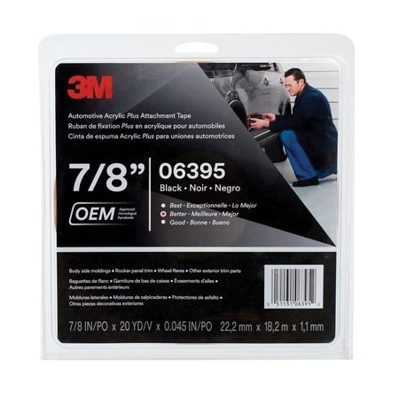 3M 3M Automotive Acrylic Plus Attachment Tape 06395, Black, 1.52 mm, 7/8 inx10 yd 7000126565